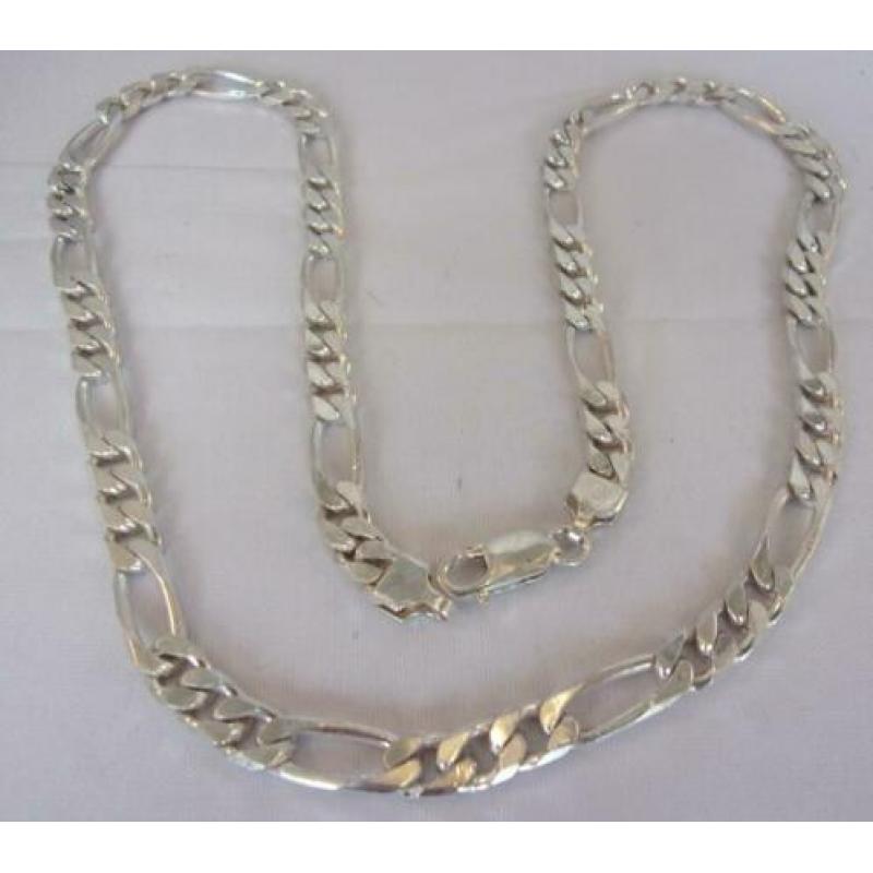 Zware 925 zilveren (HEREN) Figaro schakelketting