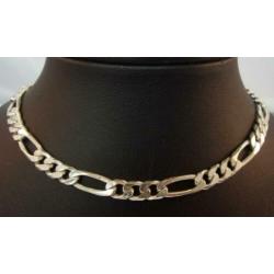 Zware 925 zilveren (HEREN) Figaro schakelketting