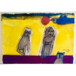 Corneille, originele aquarel, prachtig ingelijst -TOP-
