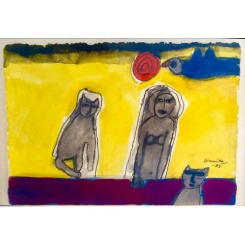 Corneille, originele aquarel, prachtig ingelijst -TOP-