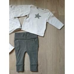 Noppies longsleeve overslagshirt broekje en muts mt 56 zgan