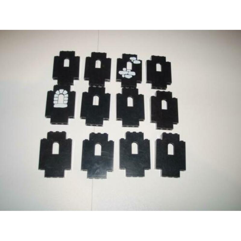 12 Lego Rots/Muur/Deur/Raam (17) ZWART in perfecte staat!!