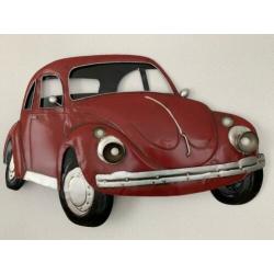 VW Kever metalen 3d wandbord met Led verlichting Rood