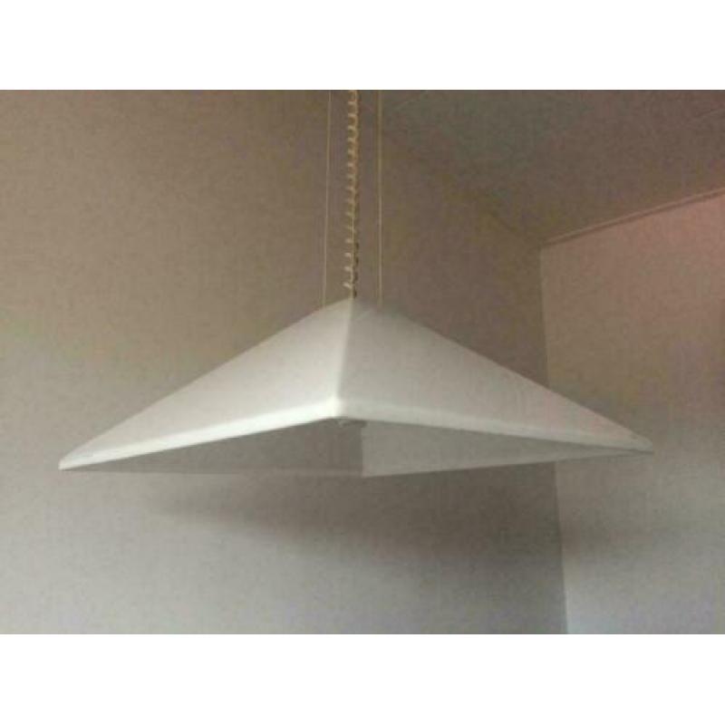 Vintage XL Harco Loor pyramide hanglamp wit perspex 80s