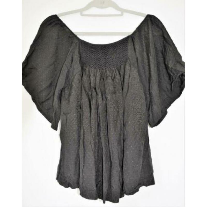 Antik Batik zwarte geborduurde blouse L