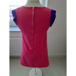 Roze met paars jurk maat 34