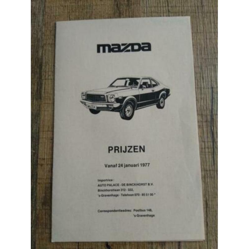 Drie oude Mazda prijslijsten uit 1977, 1978 & 1979