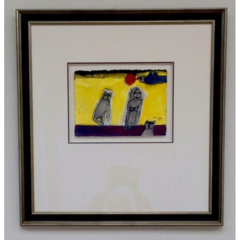 Corneille, originele aquarel, prachtig ingelijst -TOP-