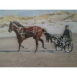 Pastel De Groote Keeten Paard met Sulky Christa Hoek 40 x 50