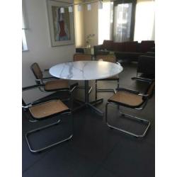 Vintage thonet eethoek marmer eettafel