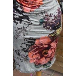 Jurk grijs bloem MNG Collection mt M AANBIEDING