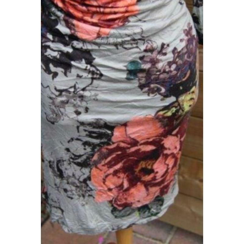 Jurk grijs bloem MNG Collection mt M AANBIEDING