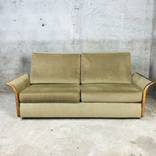 Prachtige mosgroene vintage bank van Burov Paris