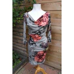 Jurk grijs bloem MNG Collection mt M AANBIEDING