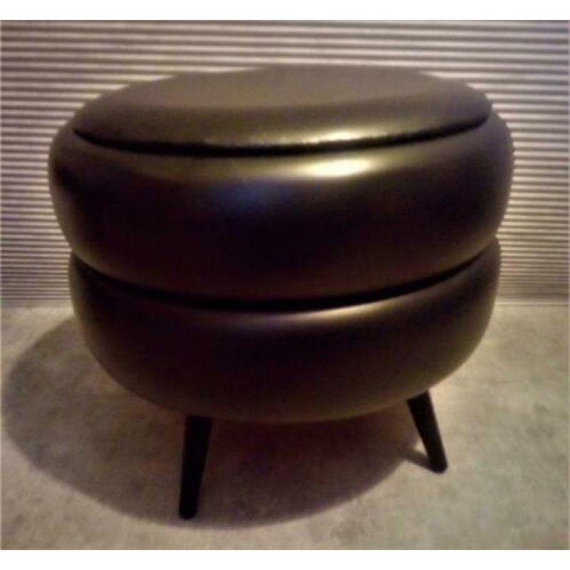 Vintage - Retro Sky Lederen Poef uit de Jaren 60 - 70