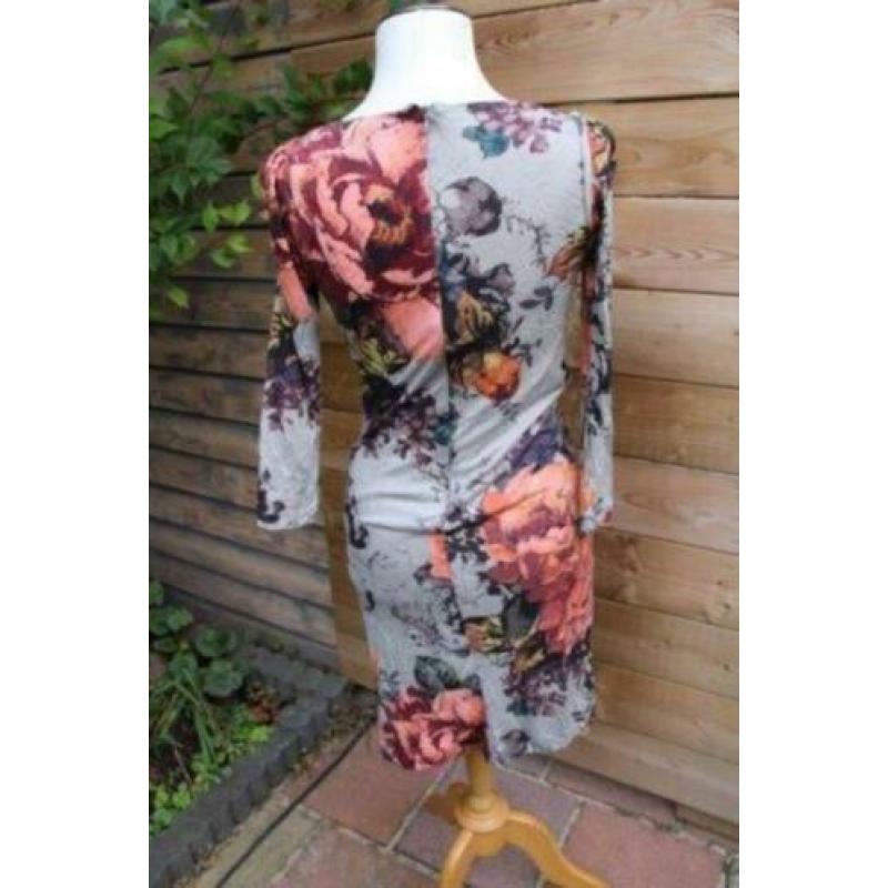 Jurk grijs bloem MNG Collection mt M AANBIEDING
