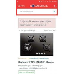 Bauknecht gas op glas kpokplaat zwart met wokpit