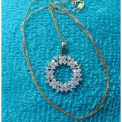 Prachtige gouden diamanten hanger incl. gouden ketting