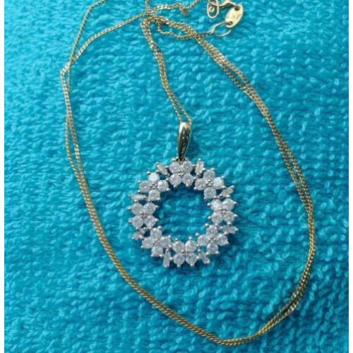 Prachtige gouden diamanten hanger incl. gouden ketting