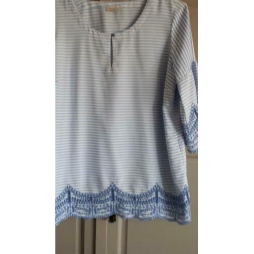 Leuke blouse van Promiss mt xl blauw /wit gestreept