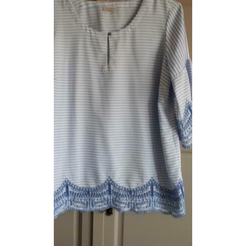 Leuke blouse van Promiss mt xl blauw /wit gestreept