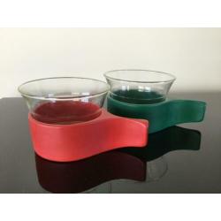 Retro zeldzame theeglazen (3x) Schott Mainz Jena Glass