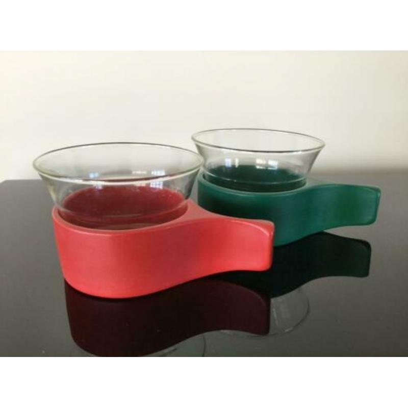 Retro zeldzame theeglazen (3x) Schott Mainz Jena Glass