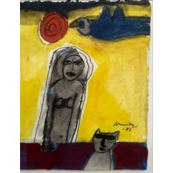Corneille, originele aquarel, prachtig ingelijst -TOP-