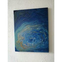 Acryl schilderij abstract 'Blauw'
