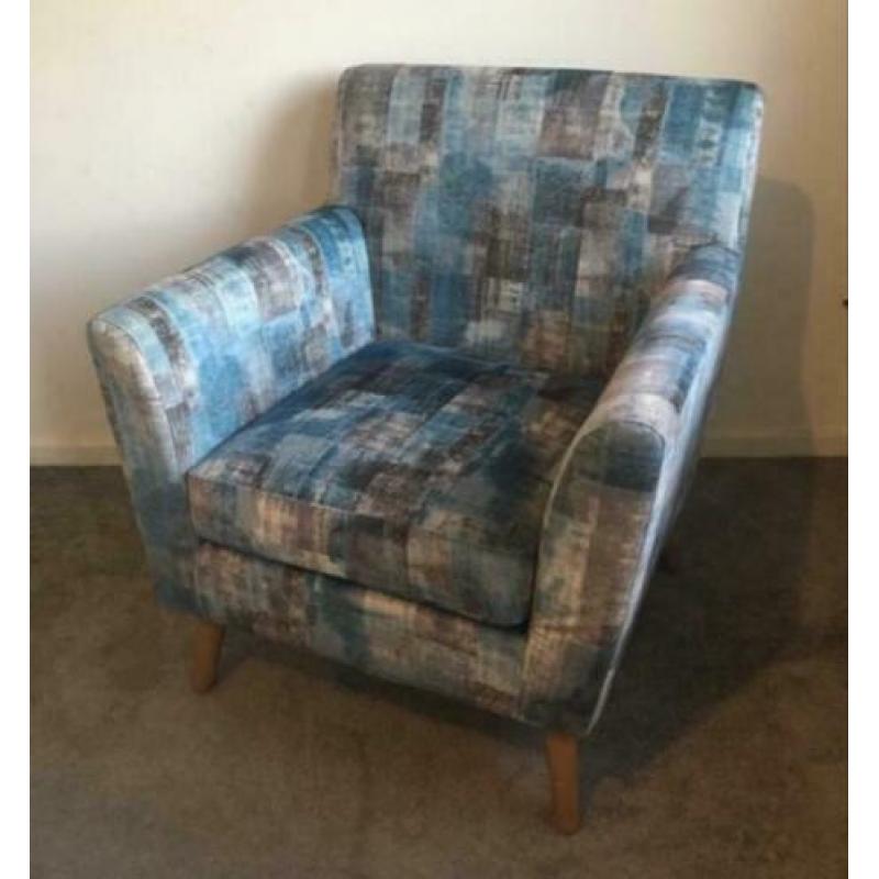 2 Fauteuils Bari turquoise blauw grijs