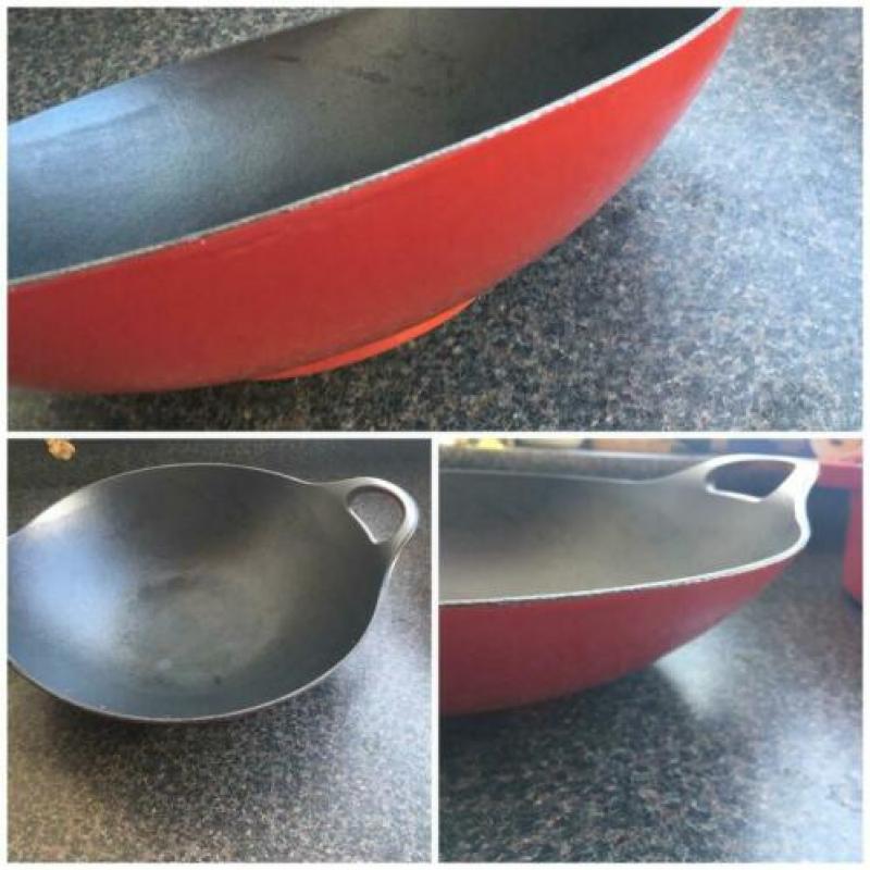 Gietijzeren wokpan rood