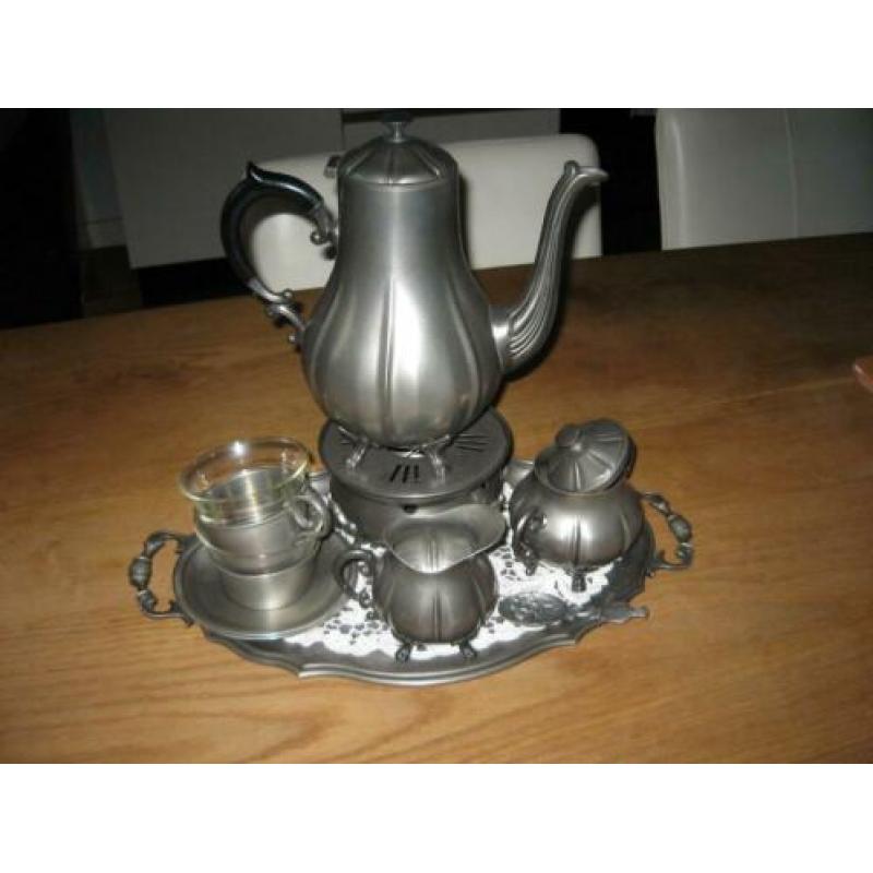 Tinnen koffieservies