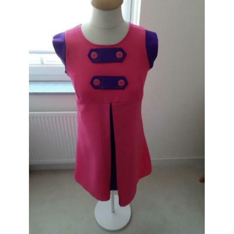 Roze met paars jurk maat 34