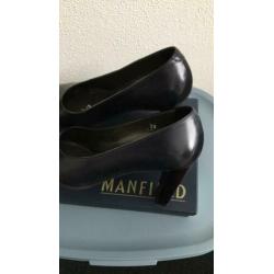 Prachtige donkerblauwe leren pumps MANFIELD maat 38