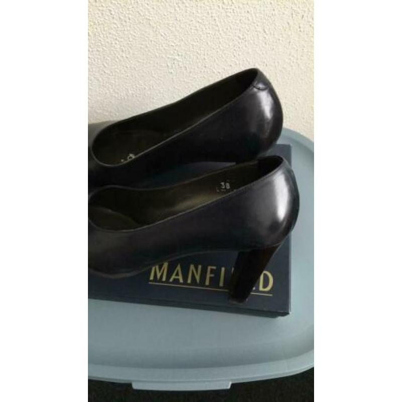Prachtige donkerblauwe leren pumps MANFIELD maat 38
