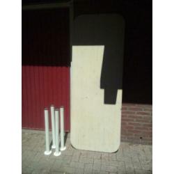 Tafelblad grenen metalen poten 200 x 77cm