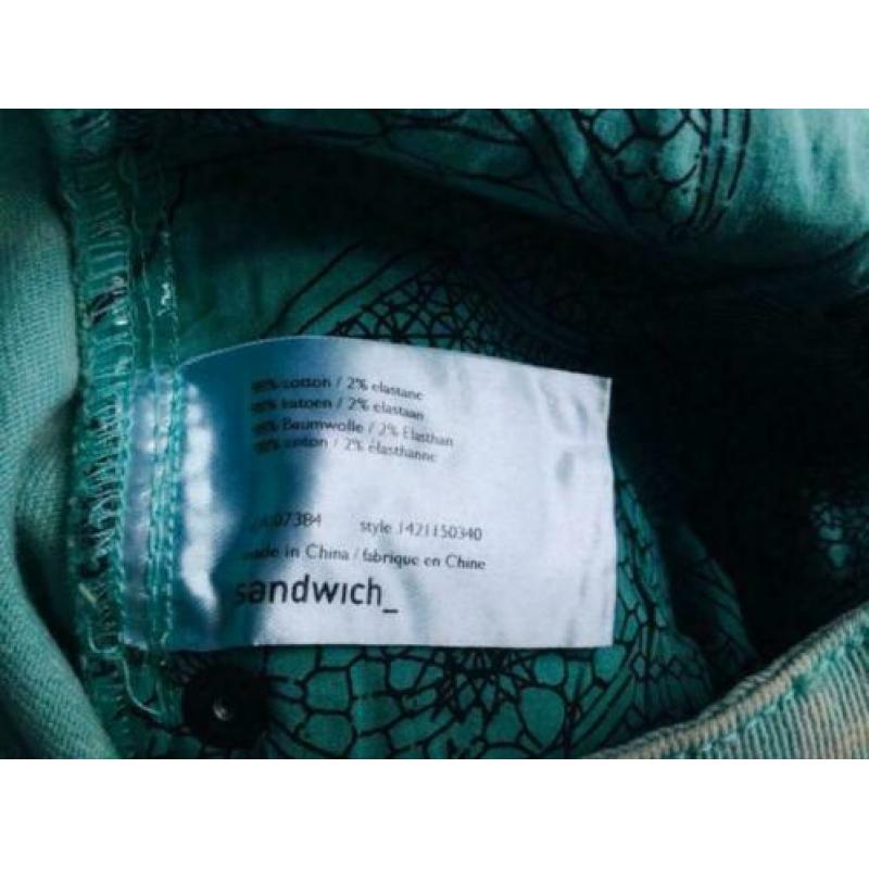 SANDWICH nieuwe jeans groen/wit gevlekt maat 38