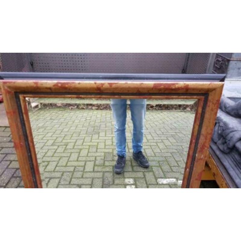 Spiegel oud goud met geslepen glas