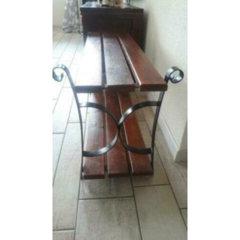Houten schoenenrek met kapstok