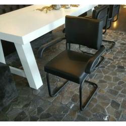 10x zwart leren buis stoelen, stoel leer armstoel zwart 974