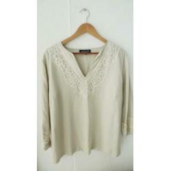 'Jones New York blouse blouse beige zand ecru linnen boho