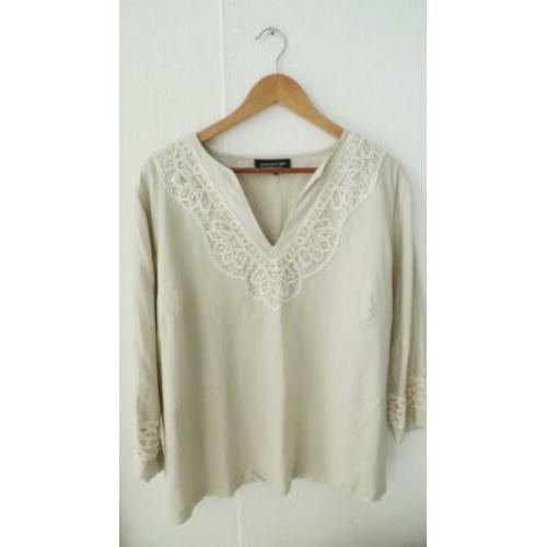 'Jones New York blouse blouse beige zand ecru linnen boho