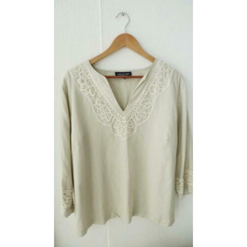 'Jones New York blouse blouse beige zand ecru linnen boho