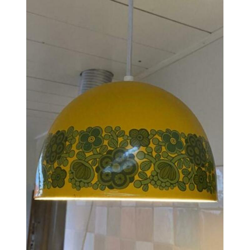 Kaj Franck Finel Finland Fog Morup hanglamp geel MCM emaille