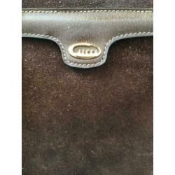 GUCCI vintage suède/leren donkerbruine schoudertas
