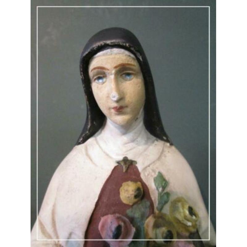 Oud gipsen beeld Heilige Theresia van Lisieux (33 cm)