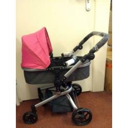 poppenwagen grijs/roze - Bandits and Angels - NIEUW-K278A