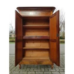 Antieke mahonie Biedermeier meidenkast brocante linnenkast