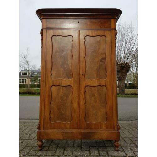 Antieke mahonie Biedermeier meidenkast brocante linnenkast