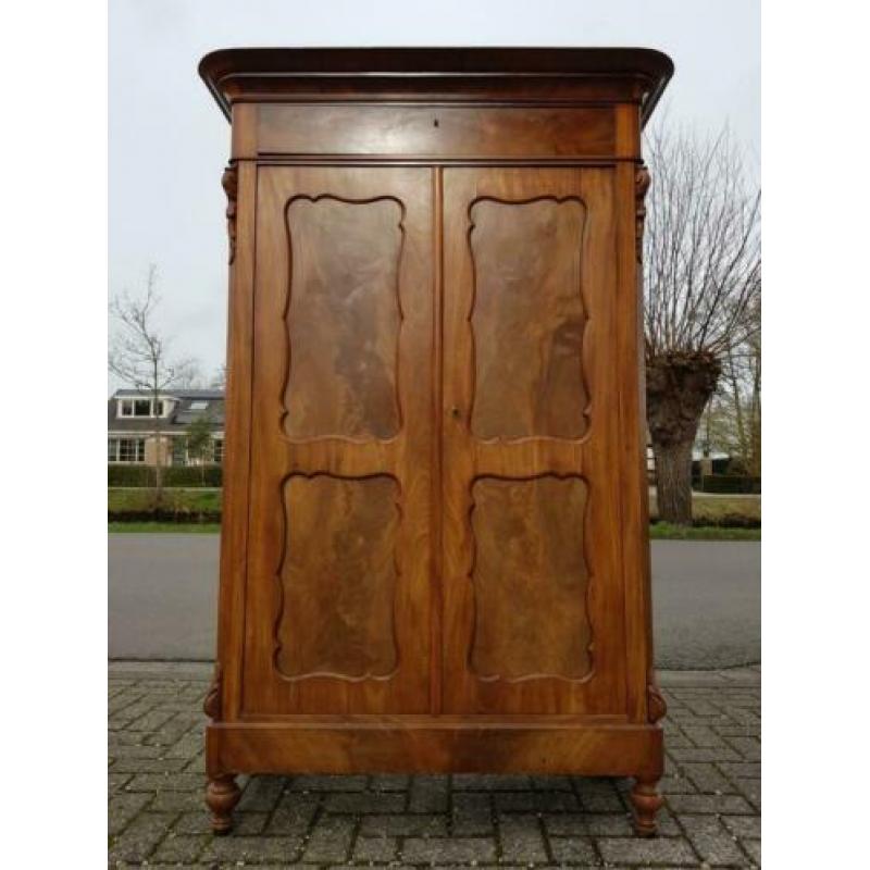 Antieke mahonie Biedermeier meidenkast brocante linnenkast